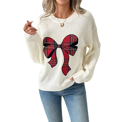 Damen Strickpullover Festlich Schleifendruck