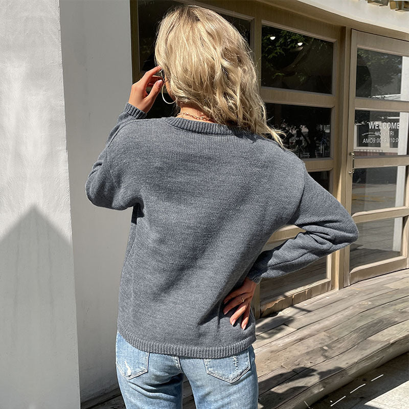 Damen Strickpullover Rundhalsausschnitt Bequem Eveloria