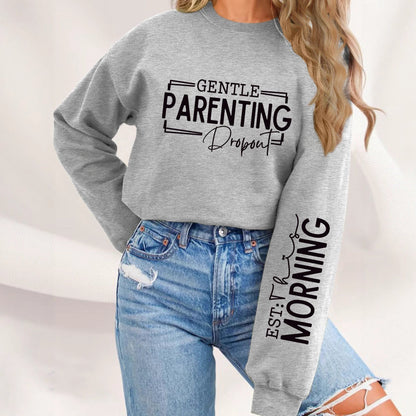 Damen Sweatshirt Elternschaftsmotiv Lässig Grau Eveloria