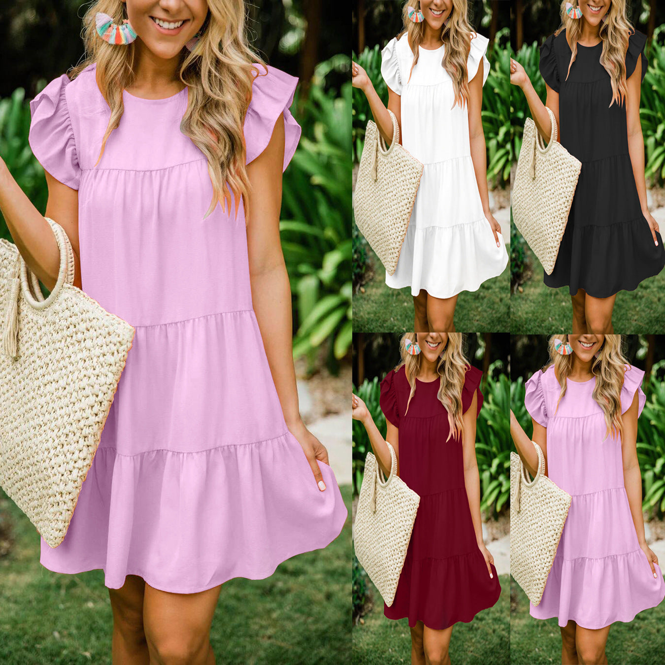 Damen Freizeitkleid Eveloria Baumwolle Sommerfarben - Eveloria