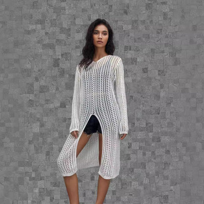 Damen Longpullover Netzdesign Eveloria