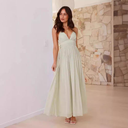 Damen Maxikleid Schmale Träger Wickel-Design Eveloria