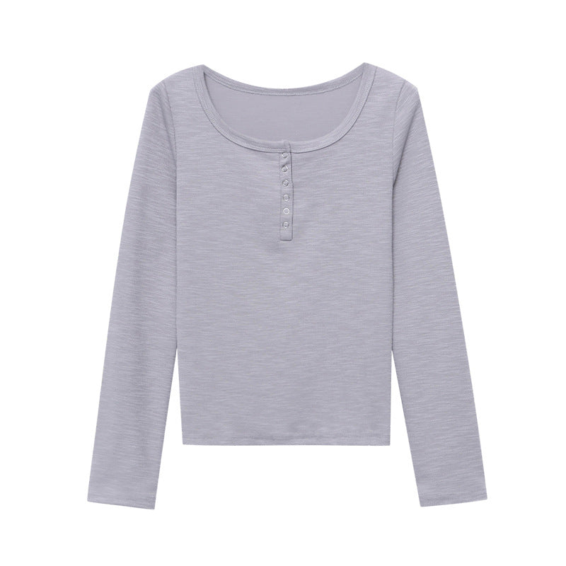 Damen Langarmshirt mit Knöpfen Eveloria