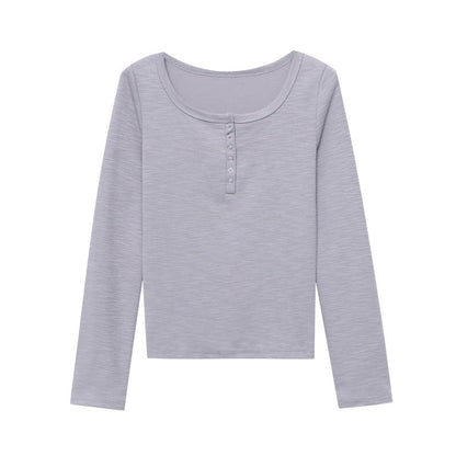 Damen Langarmshirt mit Knöpfen Eveloria