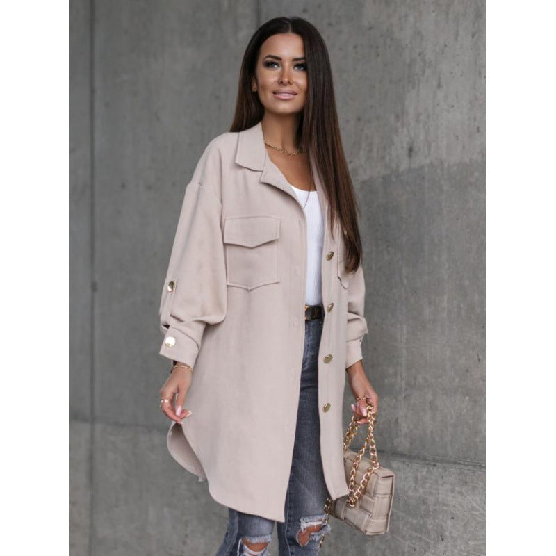 Damen Utility Jacke Knopfverschluss Taschen Eveloria