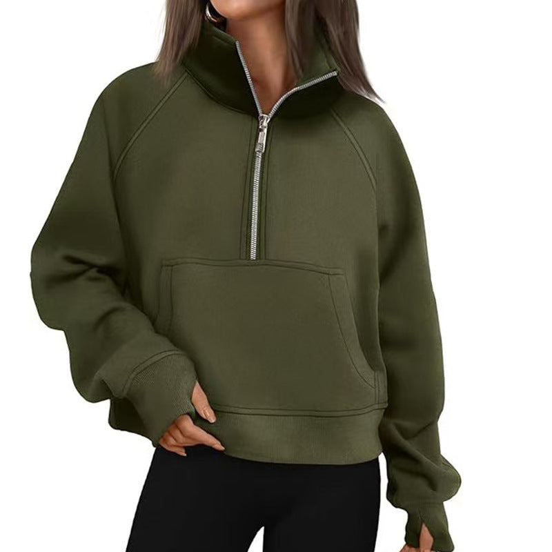 Damen Hoodie Sportlich Hoher Kragen Eveloria