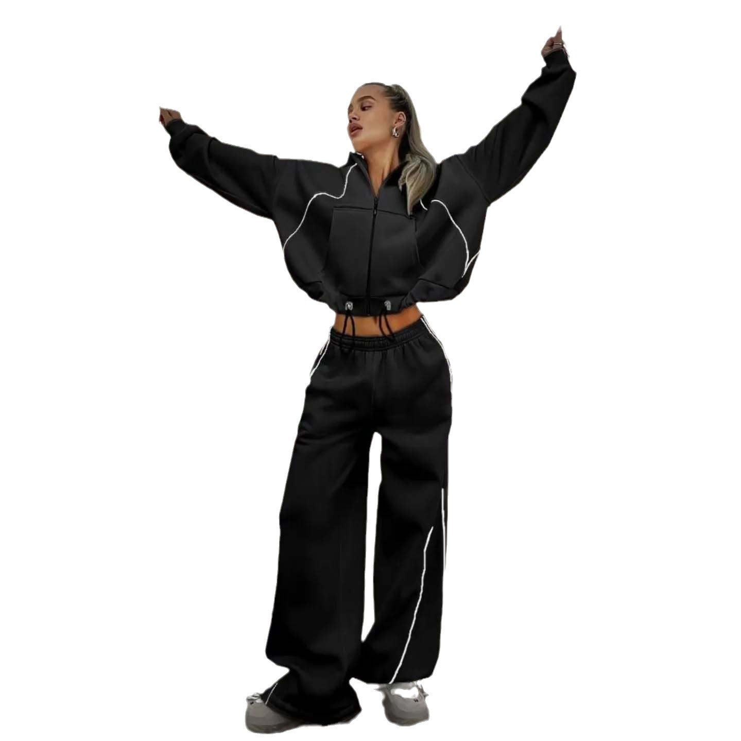 Damen Jogginganzug Weites Design Reißverschluss Eveloria