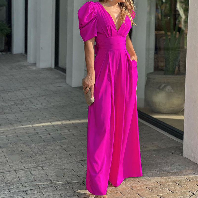 Damen Jumpsuit Puffärmel Elegant Eveloria