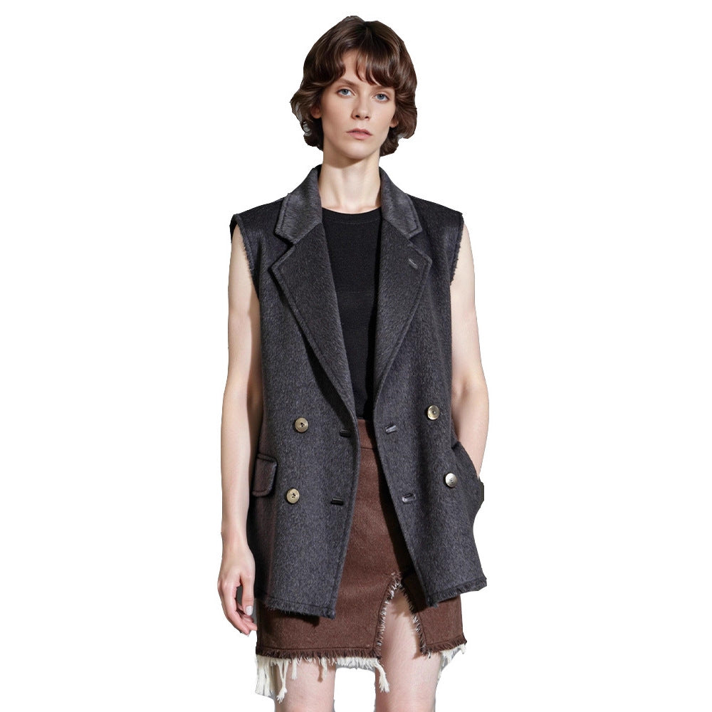Damen Weste Doppelter Knopfverschluss Elegantes Design