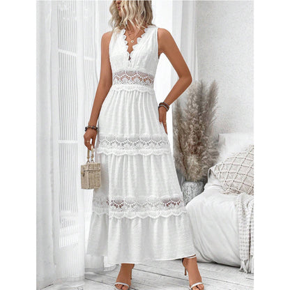 Eveloria Damen Spitzenkleid V-Ausschnitt