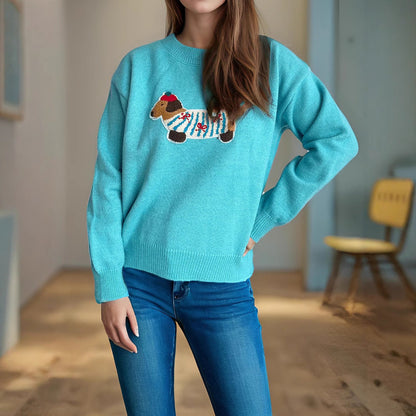 Damen Pullover Niedliches Tiermotiv Hochwertige Strickqualität