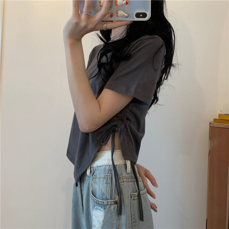 Damen Crop- Asymmetrisch Locker Bauchfrei