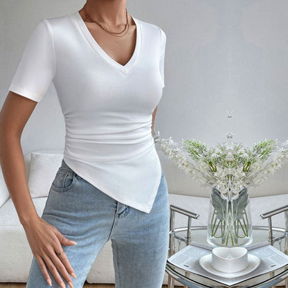 Damen Body V-Ausschnitt Raffung Eveloria