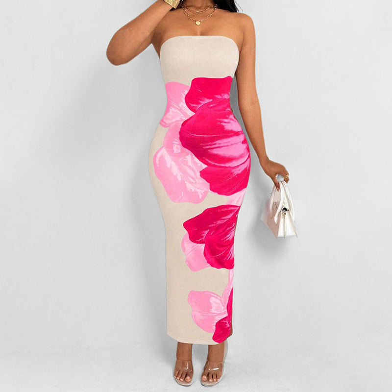 Damen Langkleid Floralmuster Eveloria