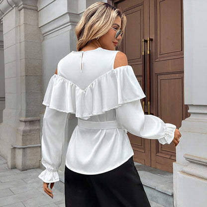 Damen Bluse RüschenDetails Tailliert Eveloria