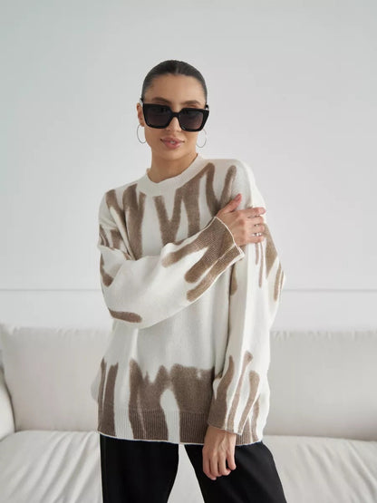 Damen Pullover Moderner Farbverlauf Lässiger Schnitt Grau