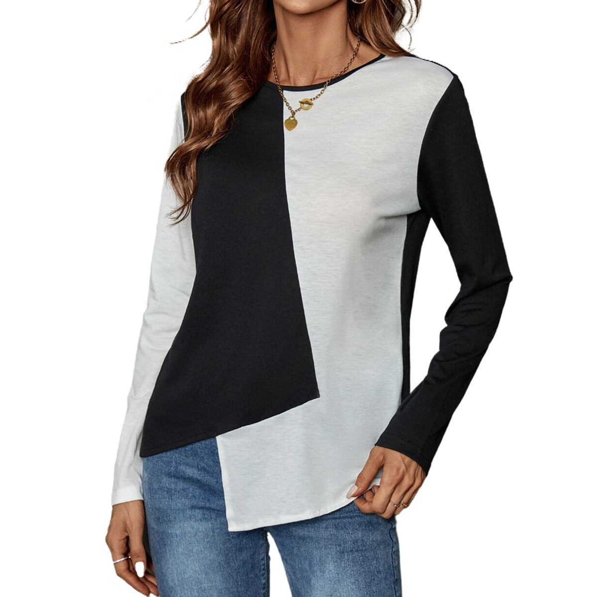 Damen Langarmshirt Farbblockierung Moderne Optik Eveloria