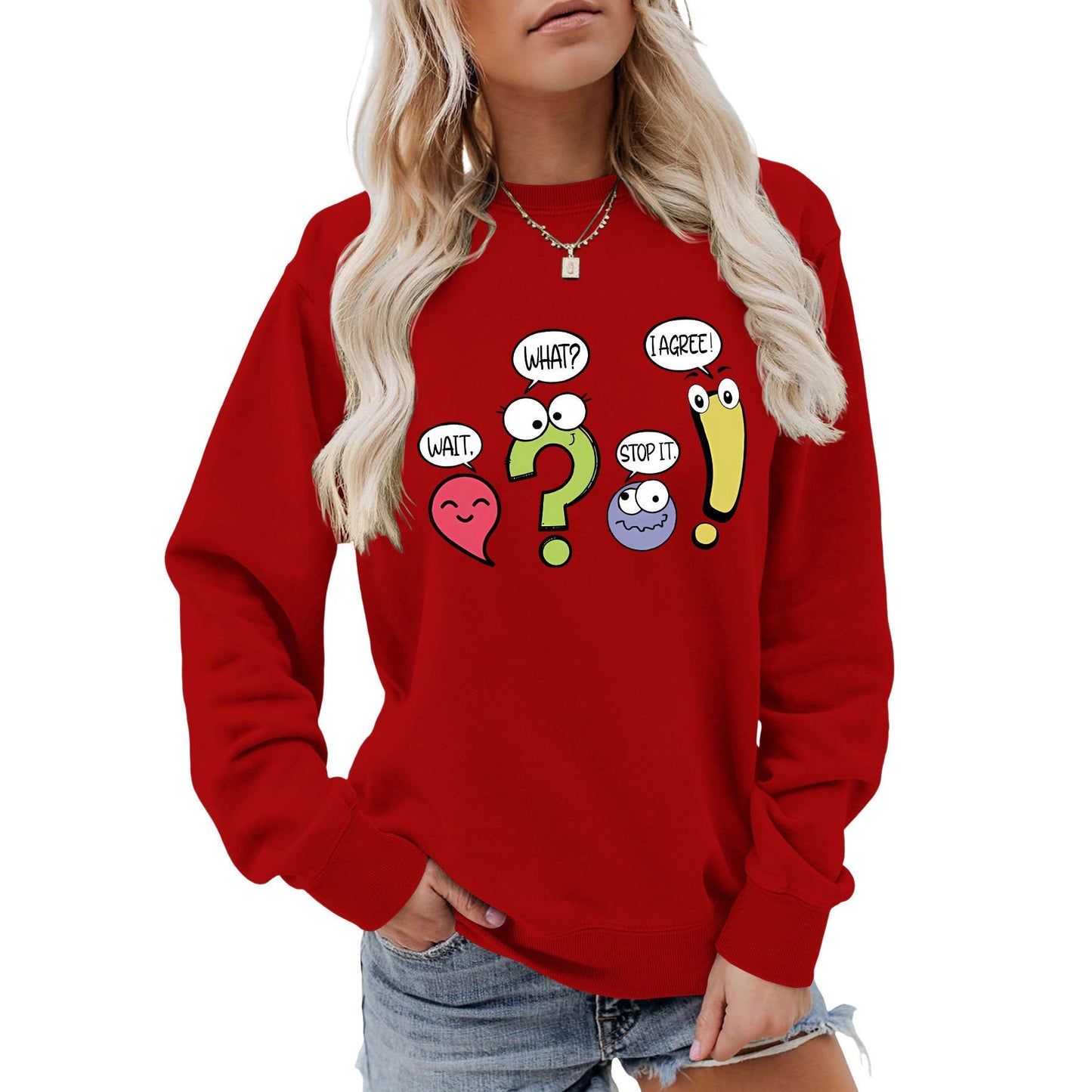 Damen Pullover Lässig Humorvolles Motiv Grau