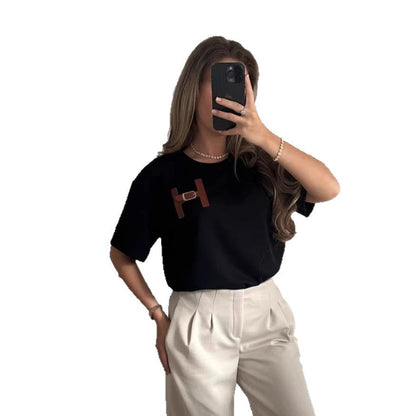 Damen T-Shirt Lässiger Schnitt Weiß