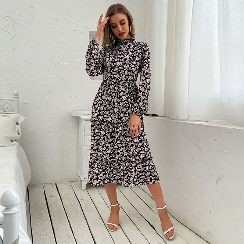 Damen Maxikleid Floral Elegant Rüschendetails