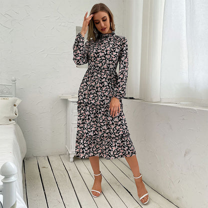 Damen Maxikleid Floral Elegant Rüschendetails