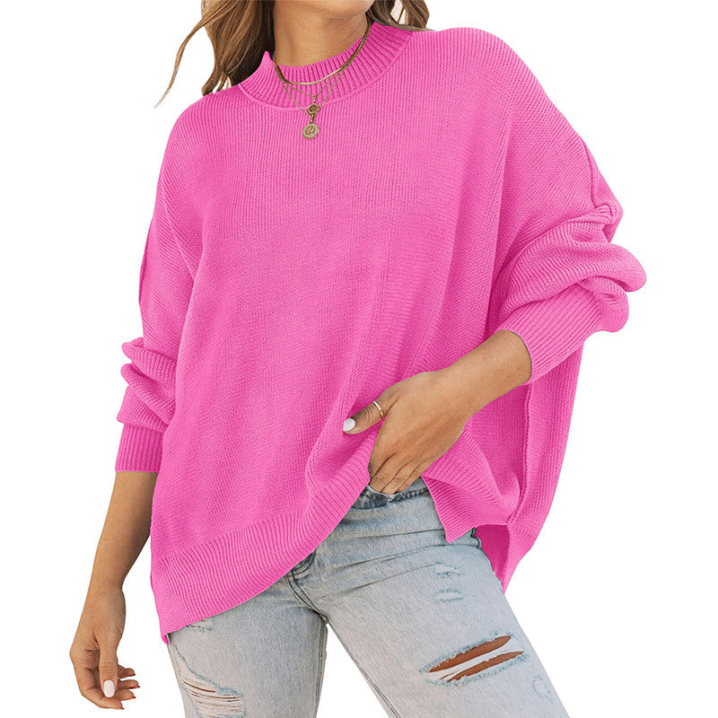 Damen Oversized Pullover Rippenmuster Grau Eveloria