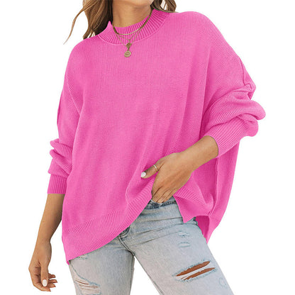 Damen Oversized Pullover Rippenmuster Grau Eveloria