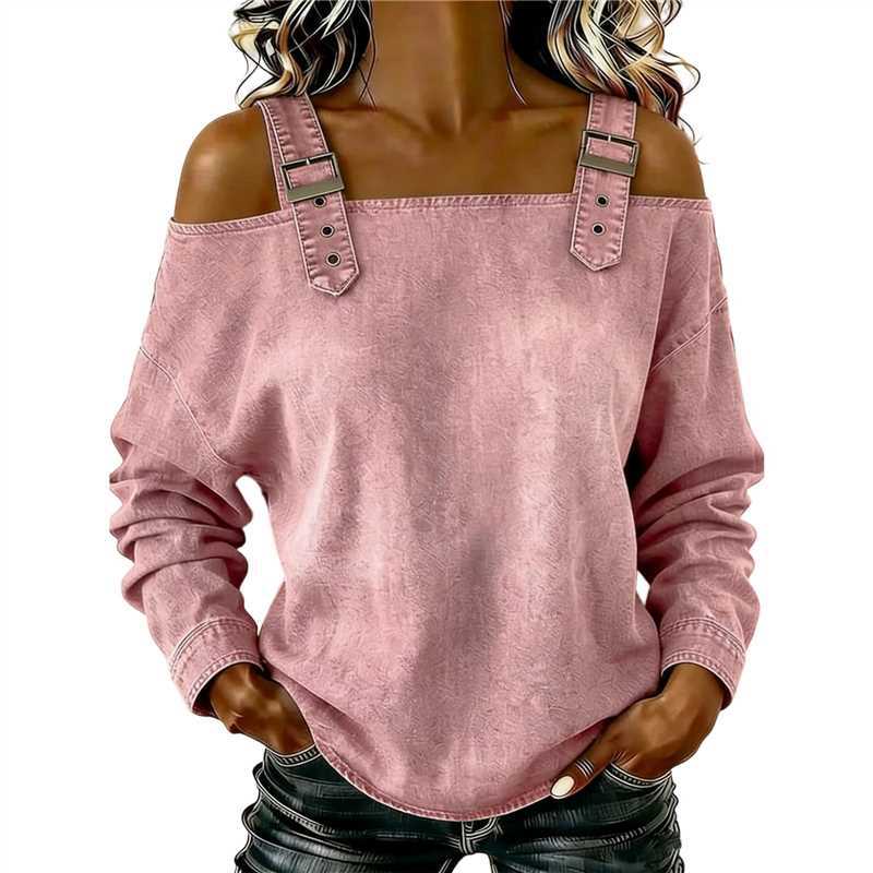Damen Sweatshirt Lässig Dekorative Schulterdetails Grau Eveloria