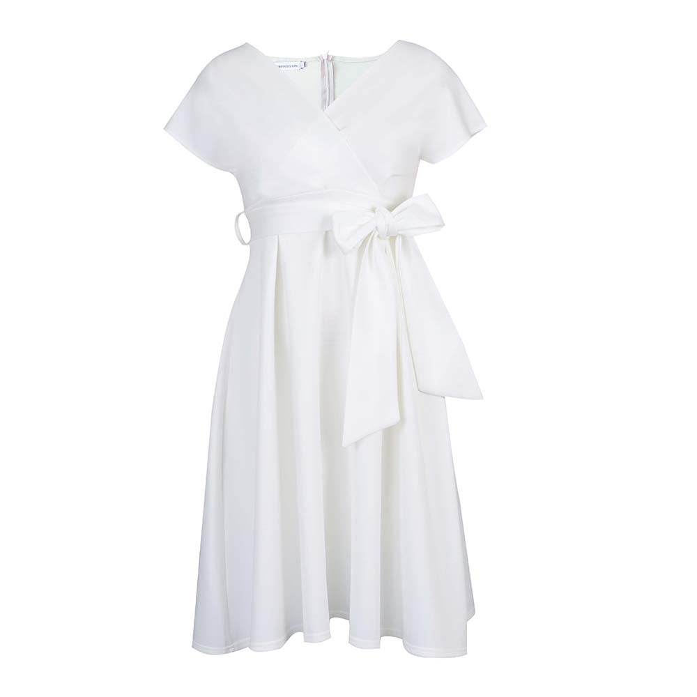 Damen Wickelkleid V-Ausschnitt Gürtel Eveloria