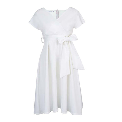 Damen Wickelkleid V-Ausschnitt Gürtel Eveloria