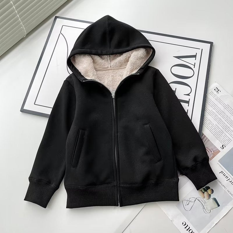 Damen Hoodie-Jacke Fleecefüllung Warm Kuschelig Grau Eveloria