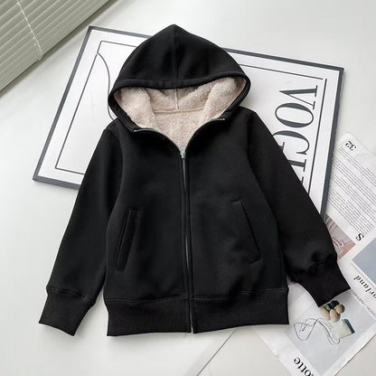 Damen Hoodie-Jacke Fleecefüllung Warm Kuschelig Grau Eveloria