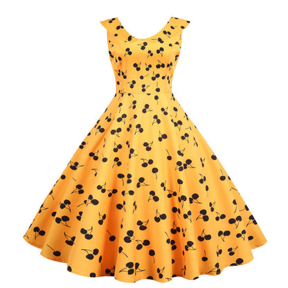 Damen Swingkleid Fruchtigem Design Ausgestellter Rock Eveloria - Eveloria