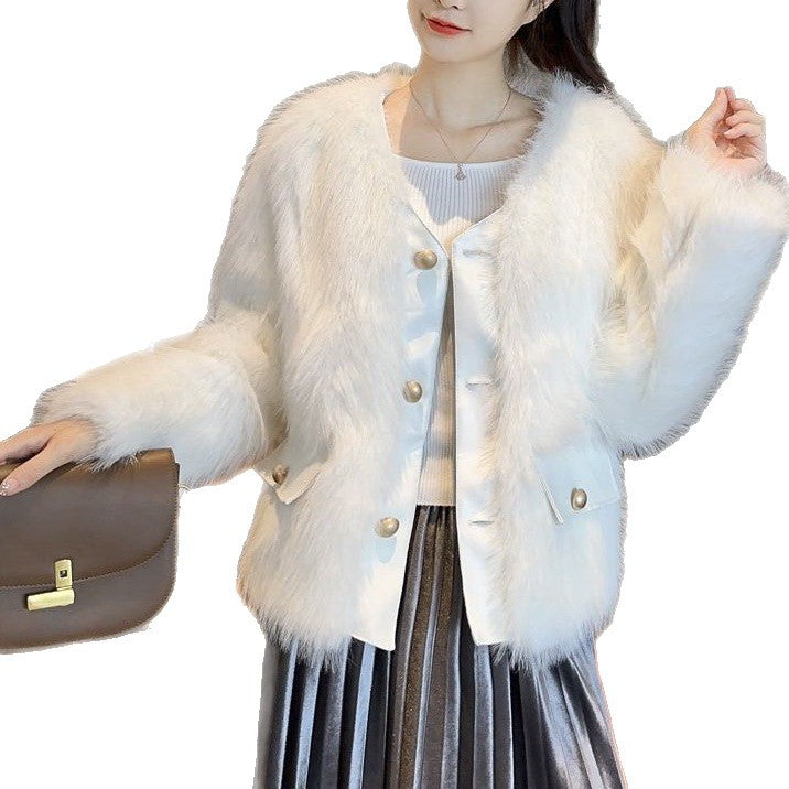 Damen Fuzzy Pelzjacke Eveloria