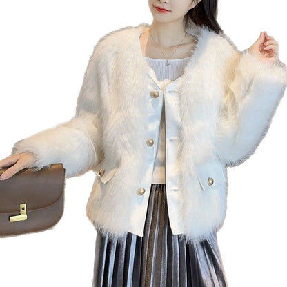 Damen Fuzzy Pelzjacke Eveloria