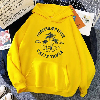 Damen Kapuzenpullover Baumwollmischung Surf-Motiv