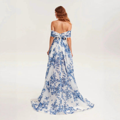 Damen Maxikleid Chiffon Blumenmuster Eveloria