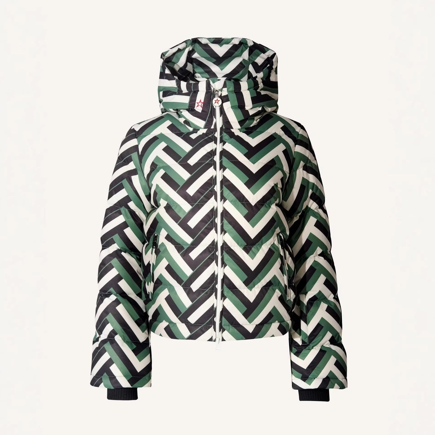 Damen Steppjacke Kapuze Geometrisches Muster