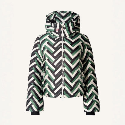 Damen Steppjacke Kapuze Geometrisches Muster