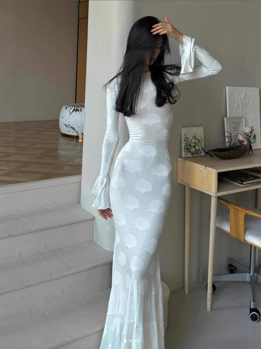 Damen Mermaid-Kleid mit Muschelstruktur Eveloria