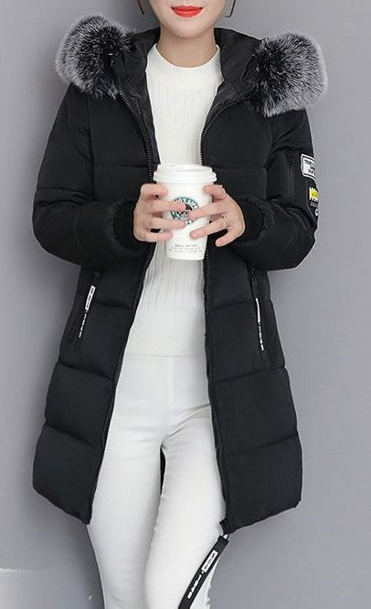 Damen Steppjacke Langärmelig Abnehmbarer Kunstfellkragen