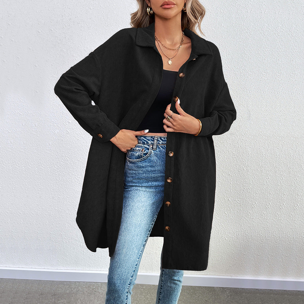 Damen Cordjacke Langarm Weich Eveloria