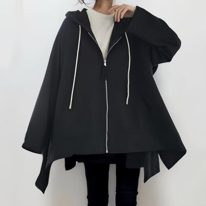 Damen Kapuzenponcho Asymmetrisch Mit Taschen Eveloria