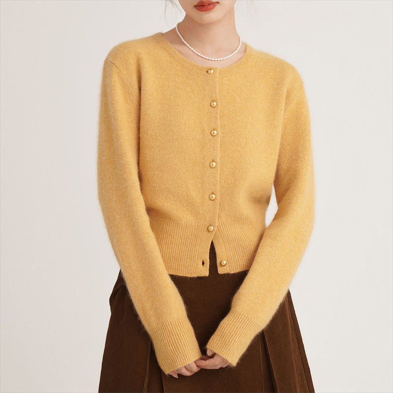 Damen Strickjacke Streifenmuster Dekorative Knöpfe Eveloria