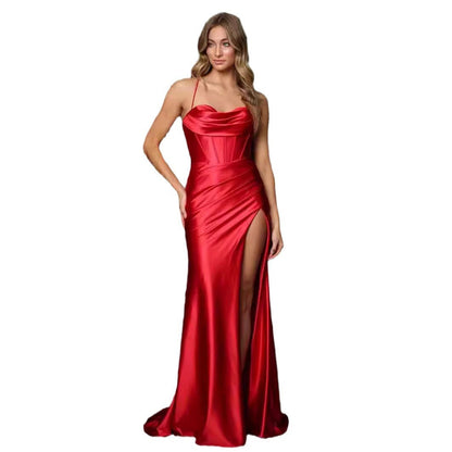 Damen Abendkleid Satin Elegant Eveloria