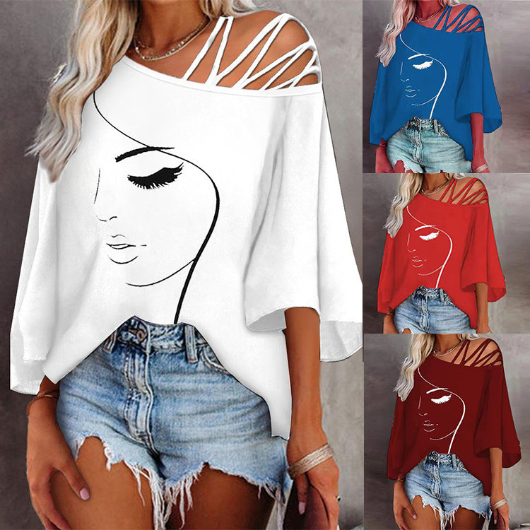 Eveloria Damen Print T-Shirt Lässig Lockeres Design - Eveloria