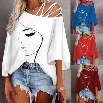 Eveloria Damen Print T-Shirt Lässig Lockeres Design - Eveloria