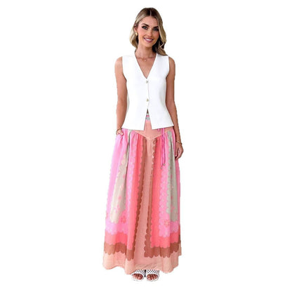 Damen Boho-Rock Floral Taillenrock Lang
