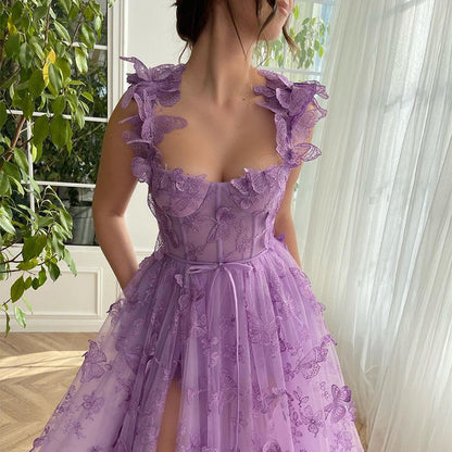 Eveloria Damen Strandkleid Chic Schlitz Brautkleid Partykleid