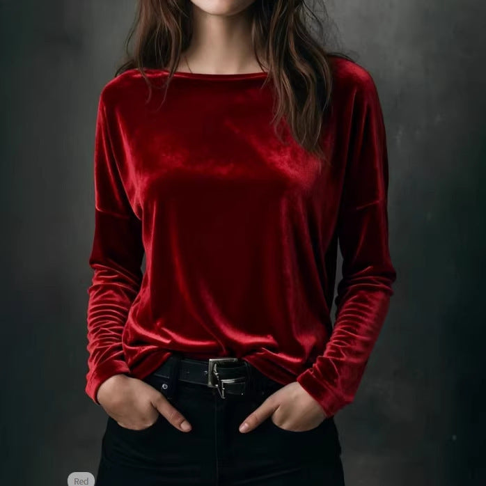 Eveloria Damen Velours-Longsleeve Leicht
